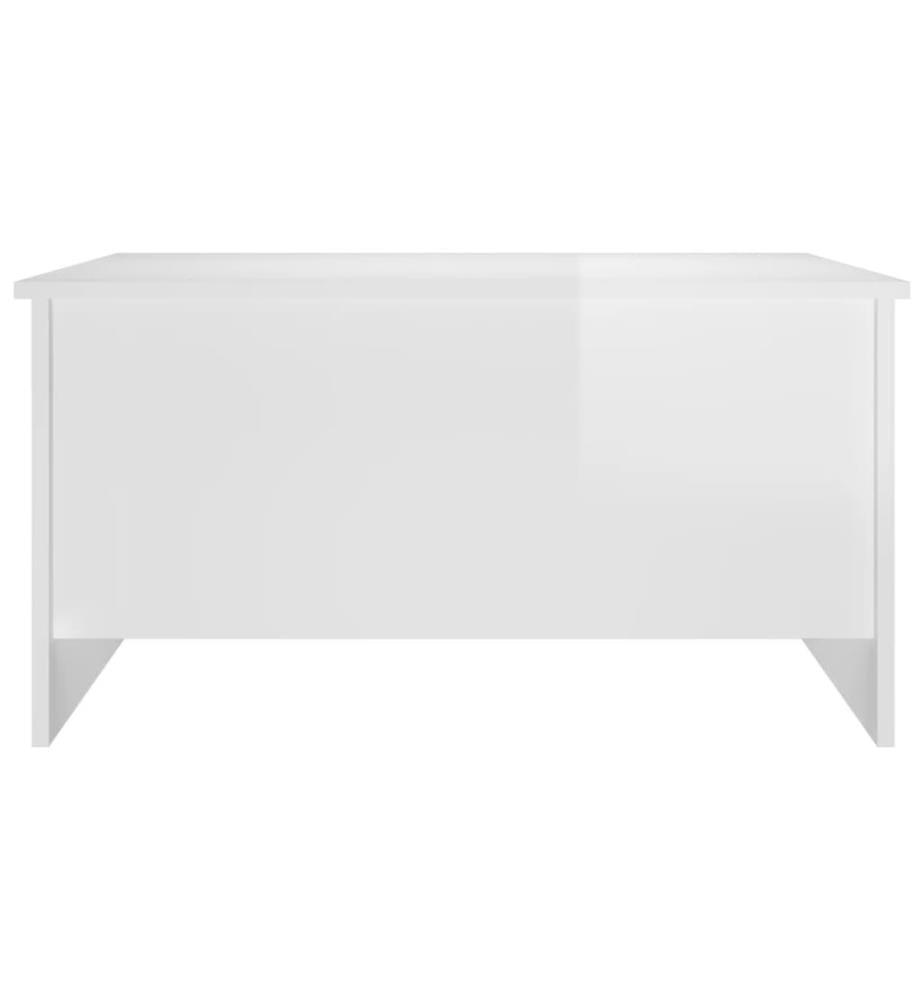 Table basse blanc brillant 80x55,5x41,5 cm bois d'ingénierie