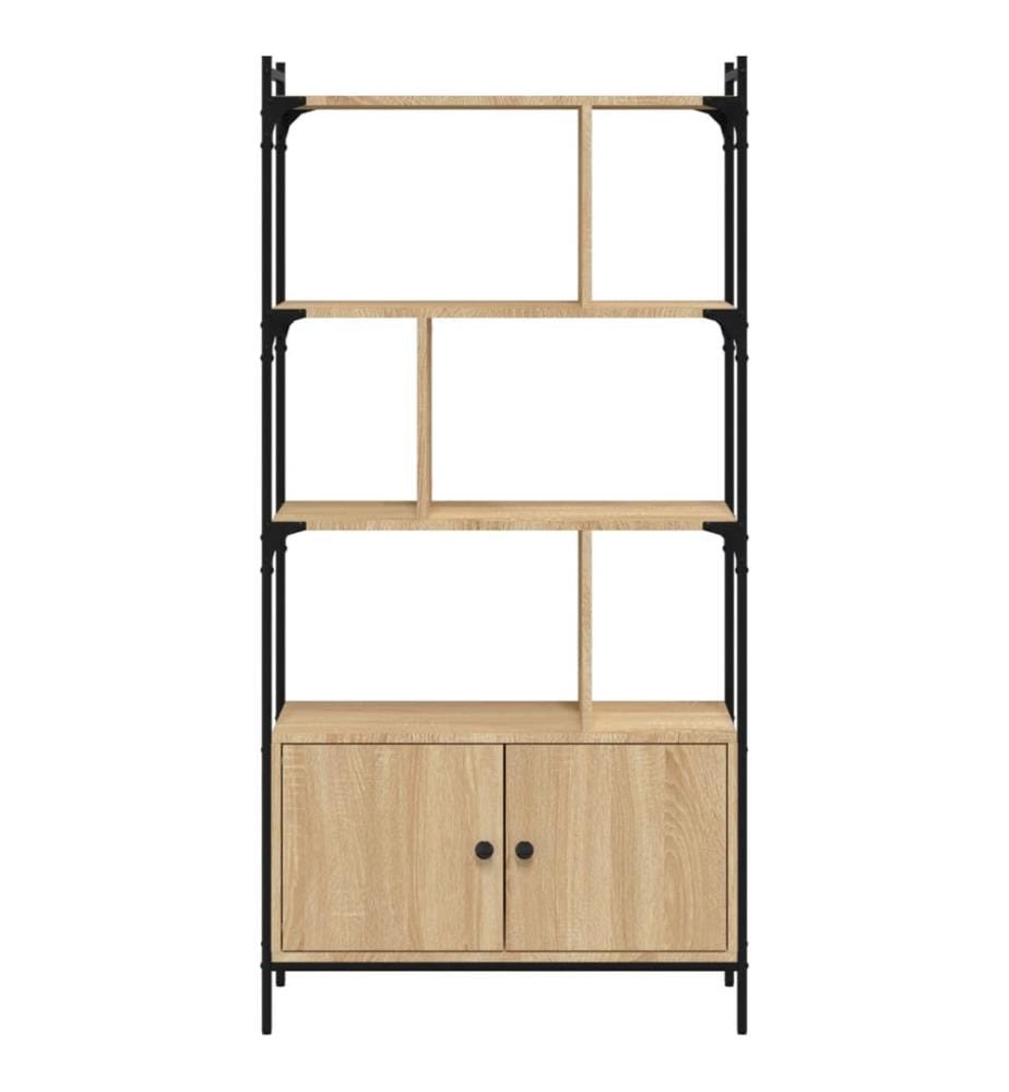 Bücherregal mit Türen Sonoma-Eiche 76,5 x 30 x 154,5 cm Holzwerkstoff
