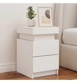 Nachttische mit LED-Leuchten 2 Stk. Weiss 35x39x55 cm