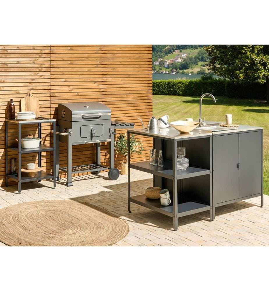 Outdoor-Kücheninsel VILAMA Metall Schwarz