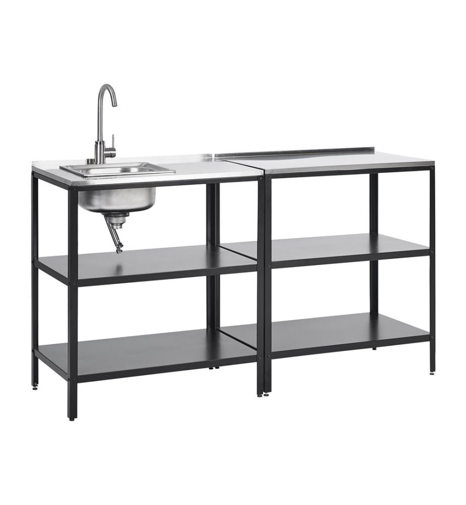 Outdoor-Küche 2er Set mit Spüle VILAMA Metall Schwarz