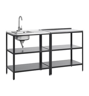 Outdoor-Küche 2er Set mit Spüle VILAMA Metall Schwarz