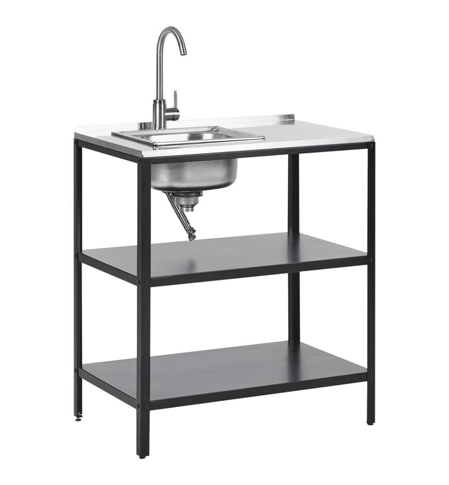 Outdoor-Küche 2er Set mit Spüle VILAMA Metall Schwarz