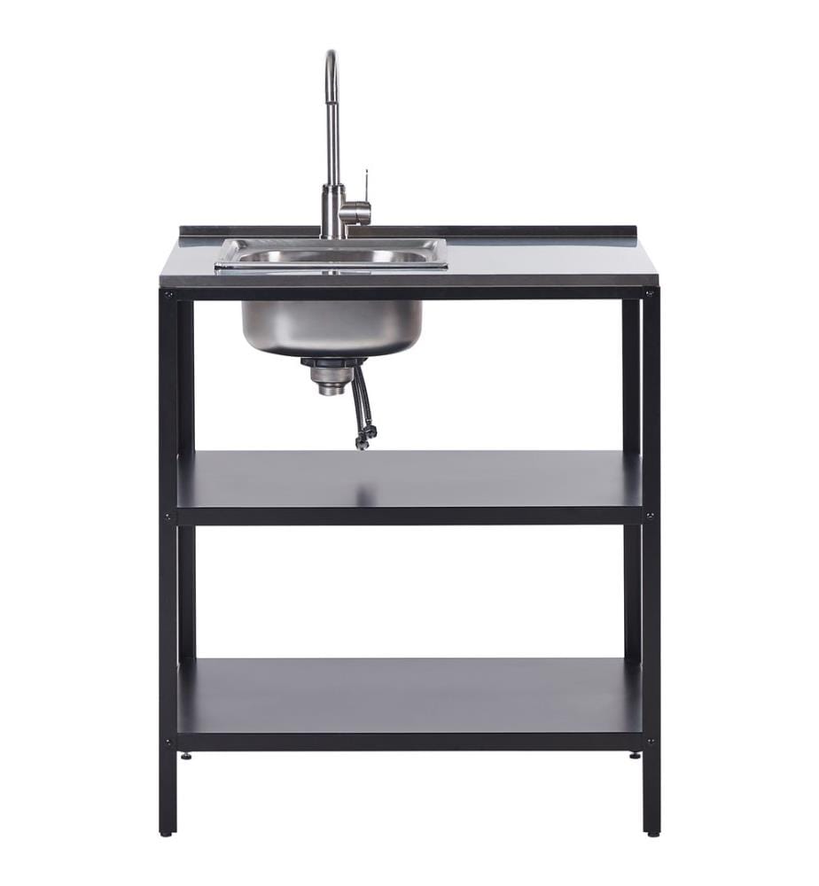 Outdoor-Küche 2er Set mit Spüle VILAMA Metall Schwarz