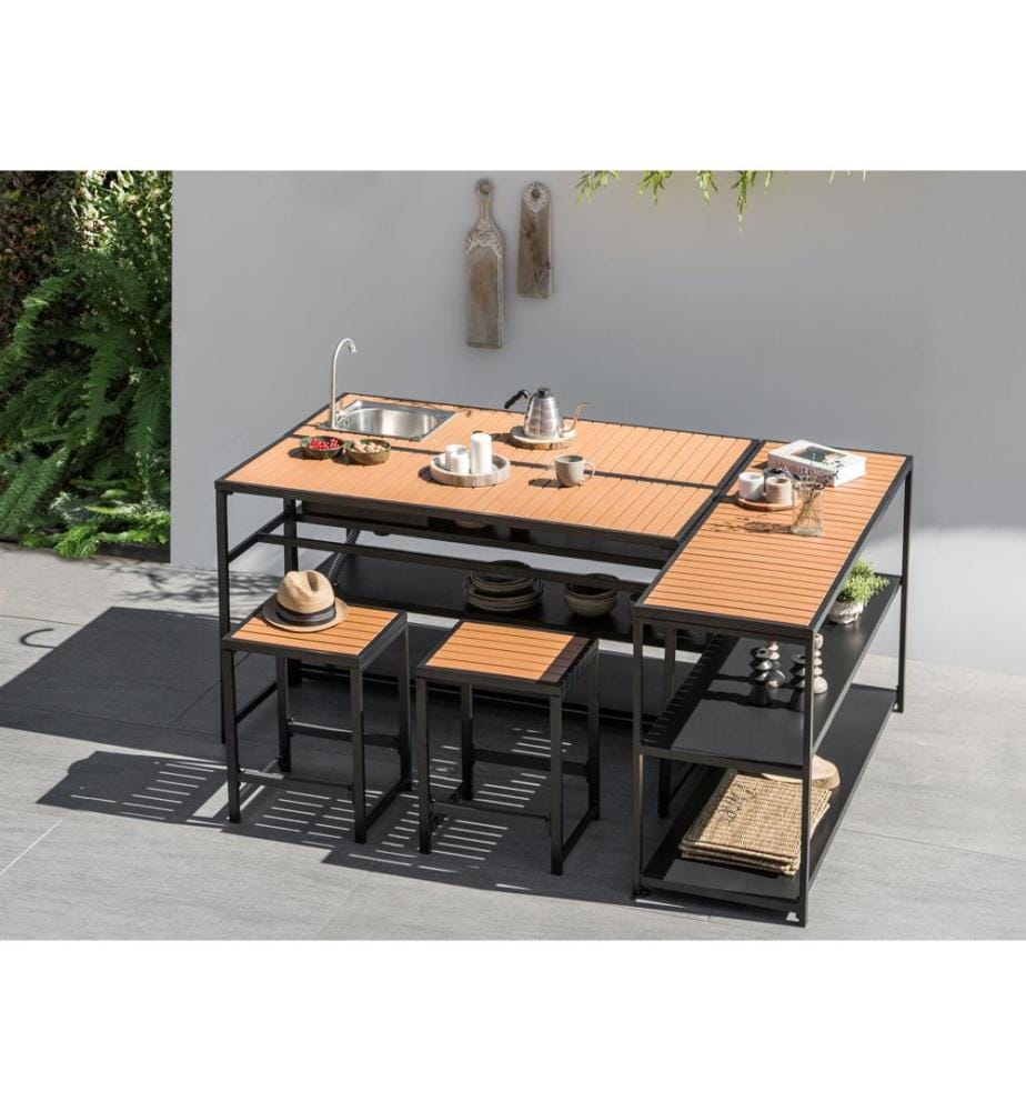 Outdoor-Kücheninsel mit Spüle AVETRANA Metall Schwarz