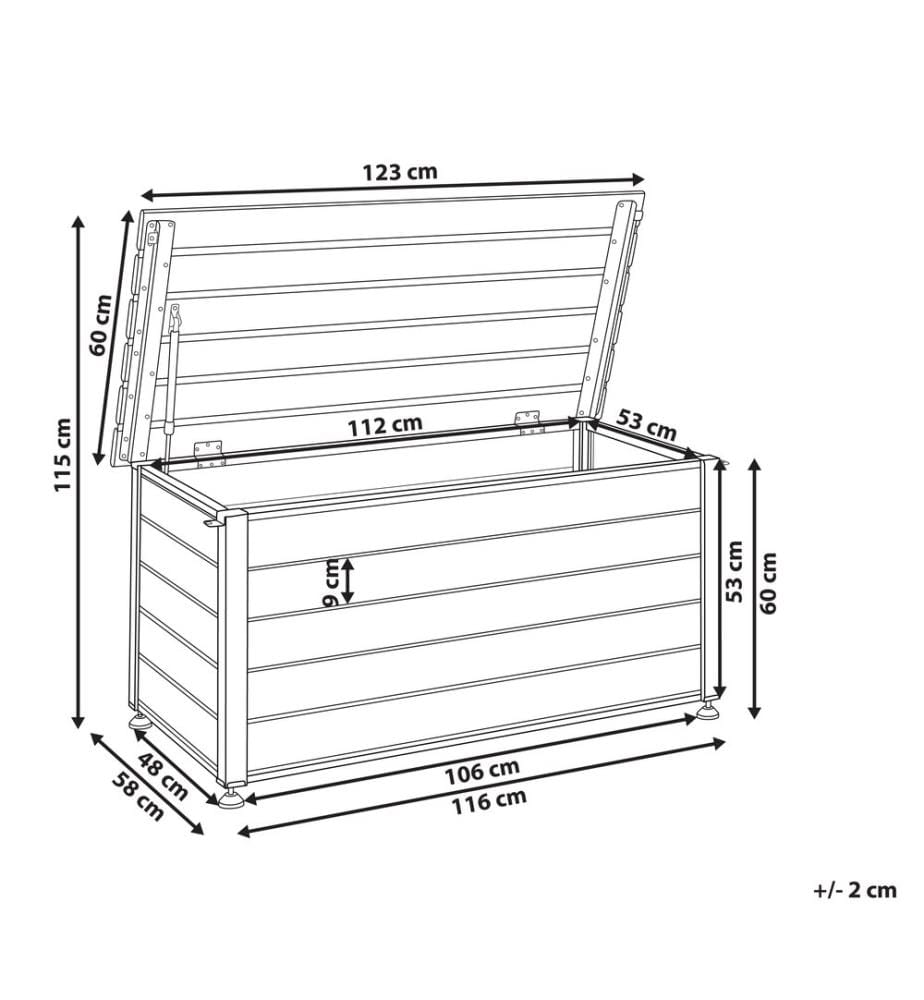 Aufbewahrungsbox CAMPALTO 123 cm 60 cm Dunkelgrau