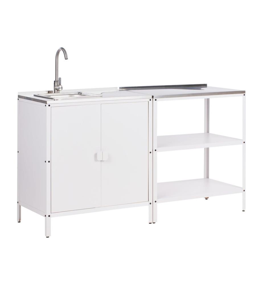 Outdoor-Küche 2er Set mit Spüle VILAMA Metall Weiss