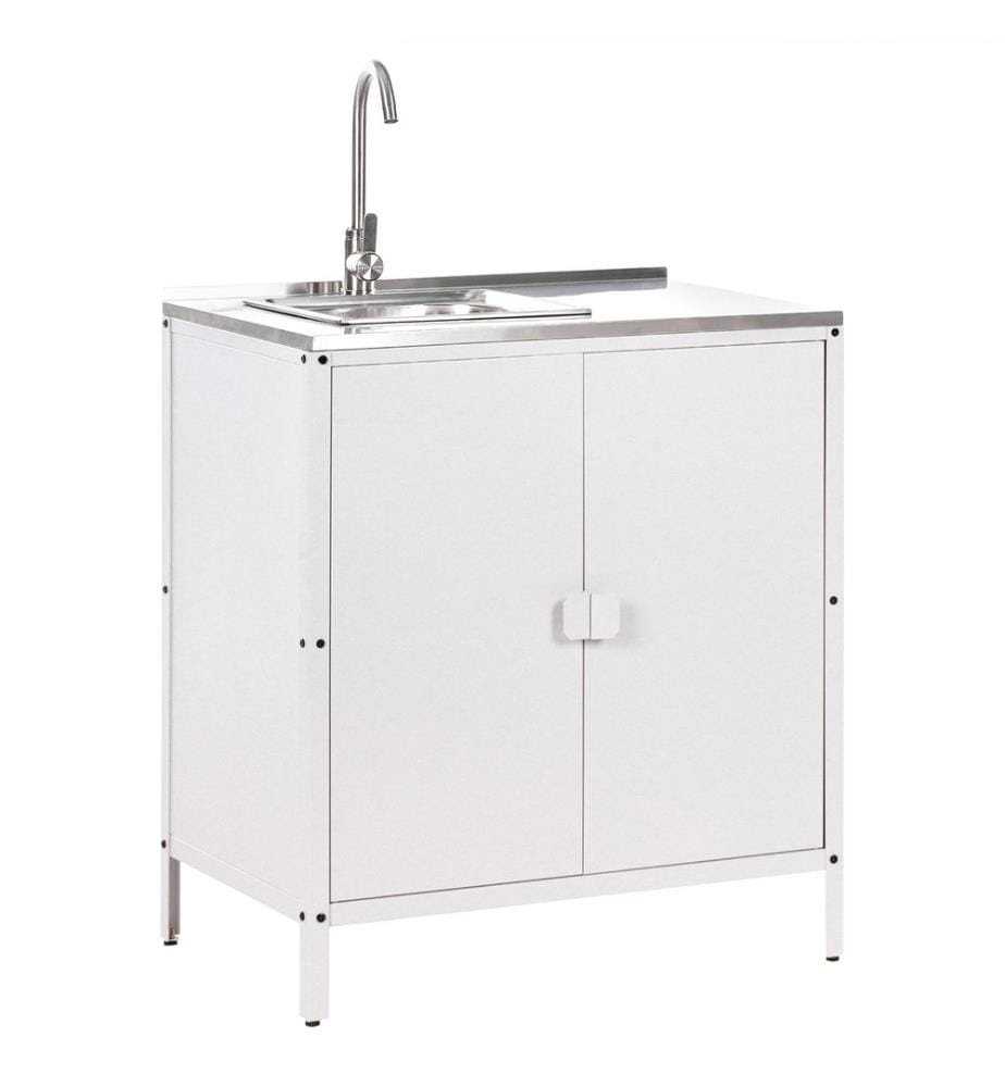 Outdoor-Küche 2er Set mit Spüle VILAMA Metall Weiss
