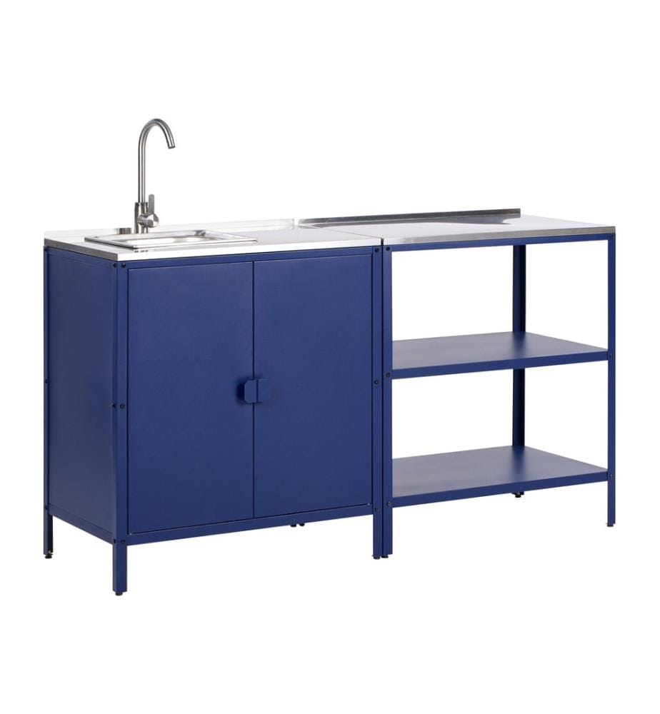 Outdoor-Küche 2er Set mit Spüle VILAMA Metall Blau