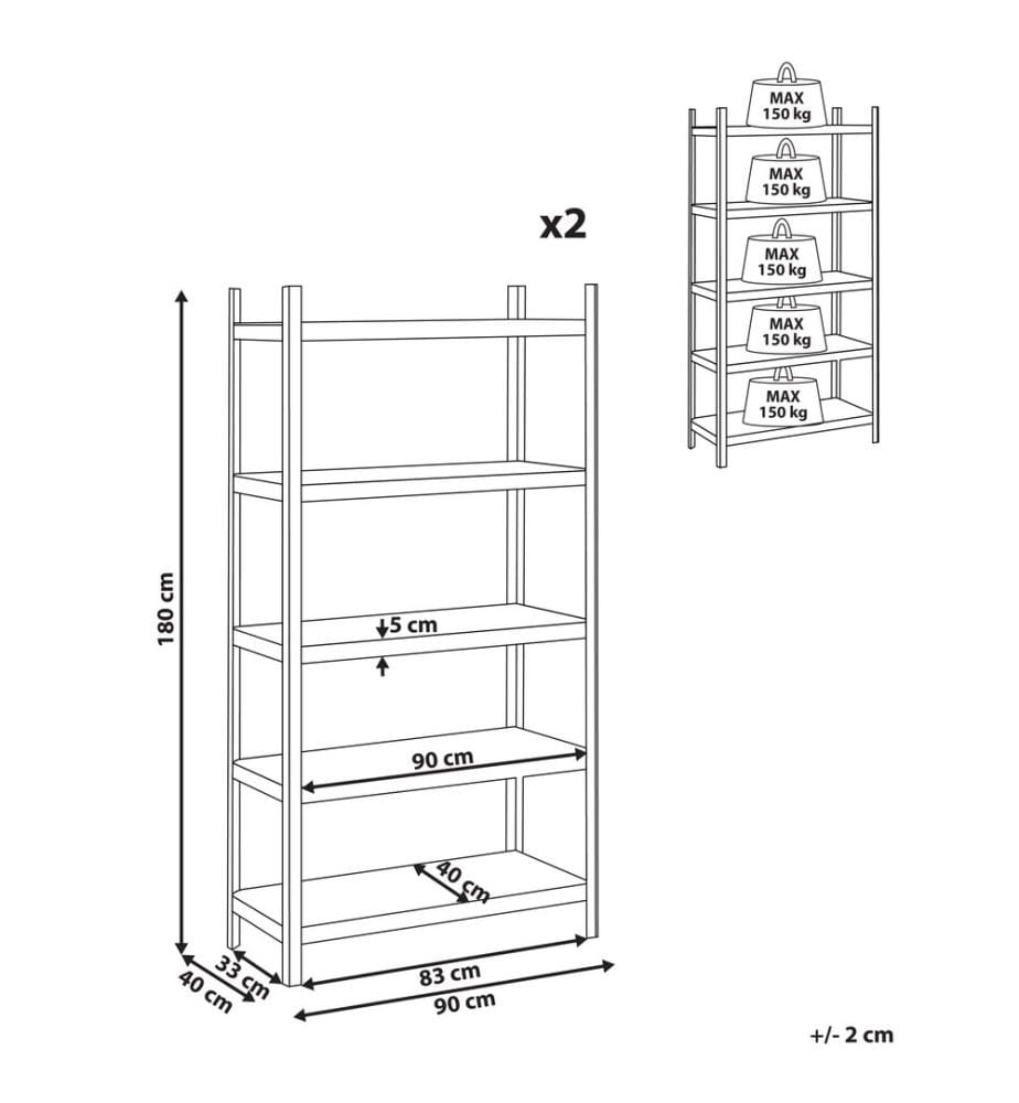 Garagenregal 2er Set XITTA Metall 90 cm 40 cm Silber