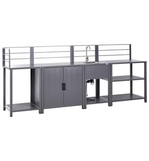Outdoor-Küche 4er Set mit Spüle VIGGIANO Metall Grau