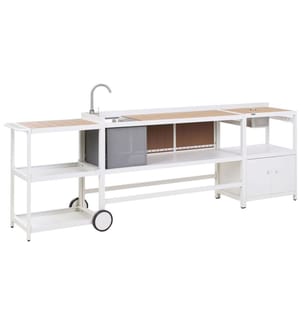 Outdoor-Küche 3er Set mit Spüle ORTISEI Metall Weiss