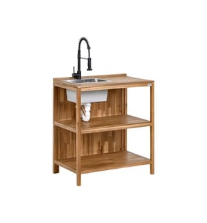 Outdoor-Kücheninsel mit Spüle VENOSA Akazienholz Braun / Schwarz Braun