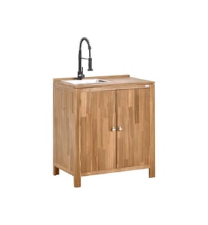 Outdoor-Küchenschrank mit Spüle VENOSA Akazienholz Braun / Schwarz