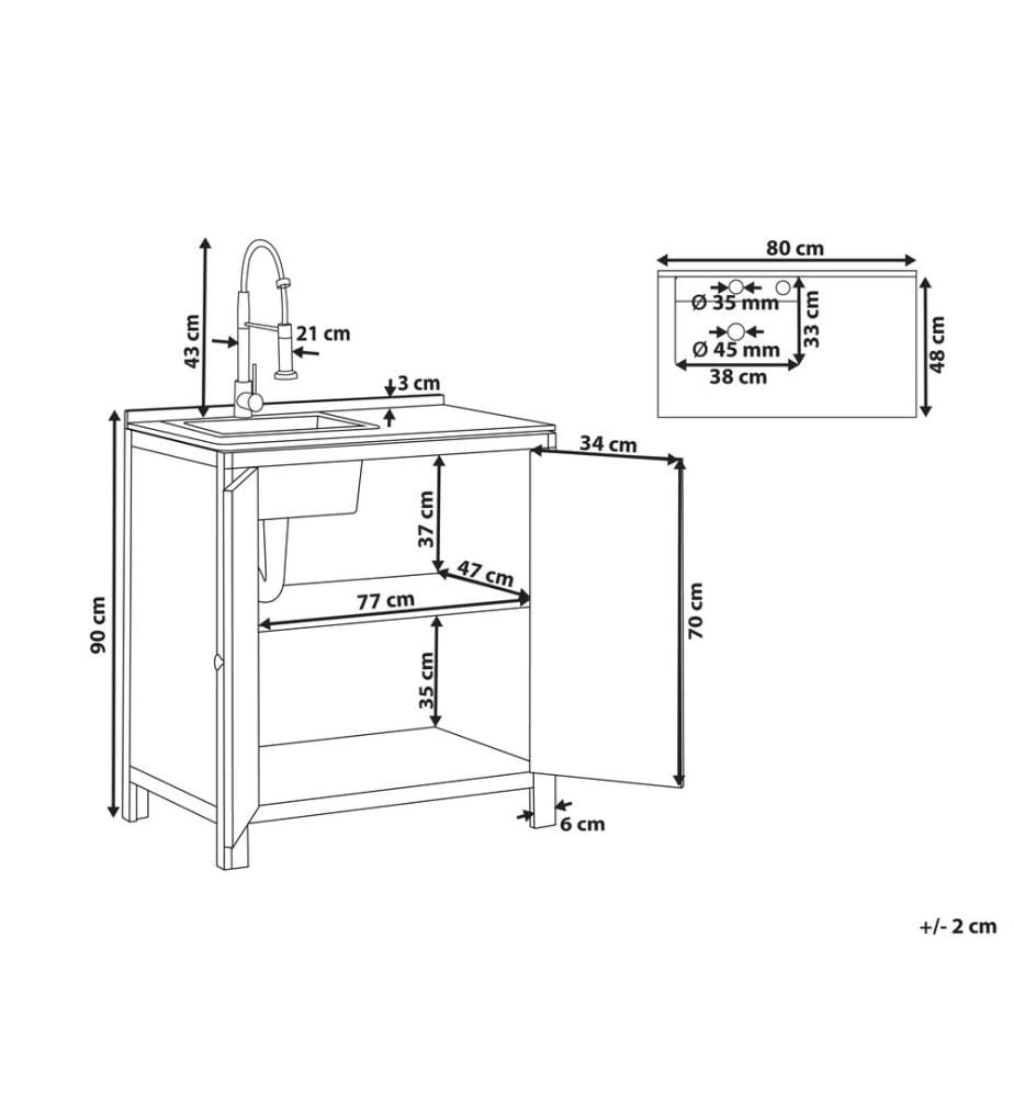 Outdoor-Küchenschrank mit Spüle VENOSA Akazienholz Braun / Silber