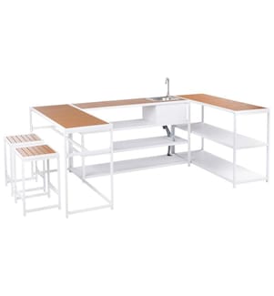 Outdoor-Küche mit Spüle AVETRANA Metall Braun / Weiss
