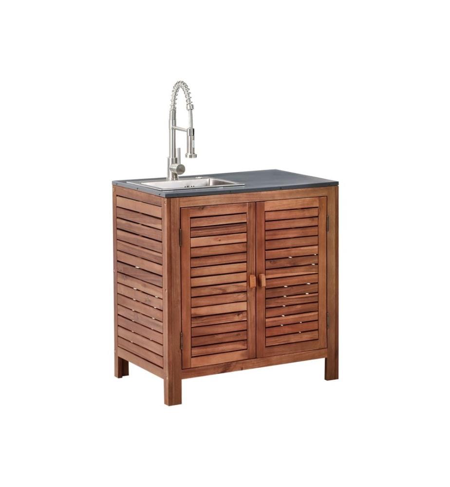 Outdoor-Küchenschrank mit Spüle BRUCOLI Akazienholz Braun / Silber