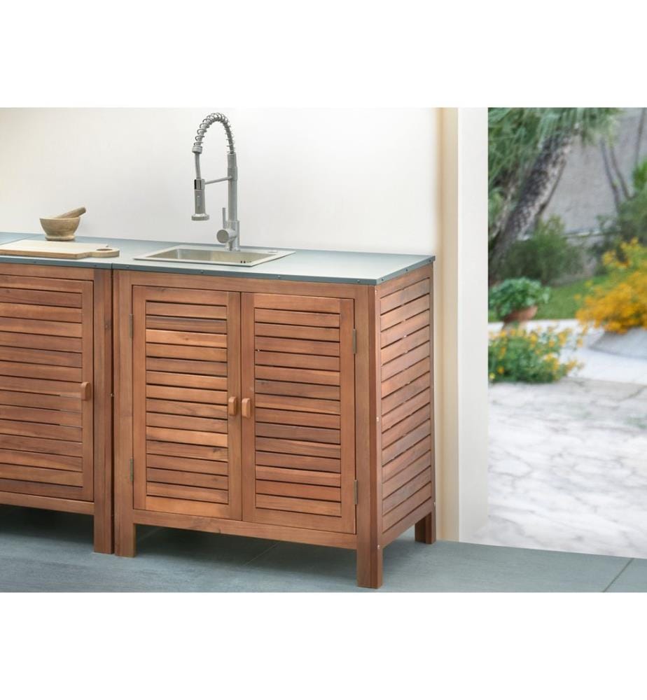Outdoor-Küchenschrank mit Spüle BRUCOLI Akazienholz Braun / Silber