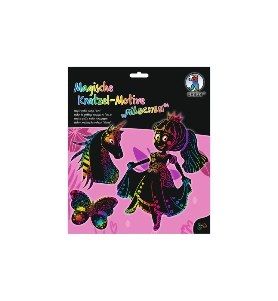 URSUS - Bastelset Kratzbilder Girls 6-teilig