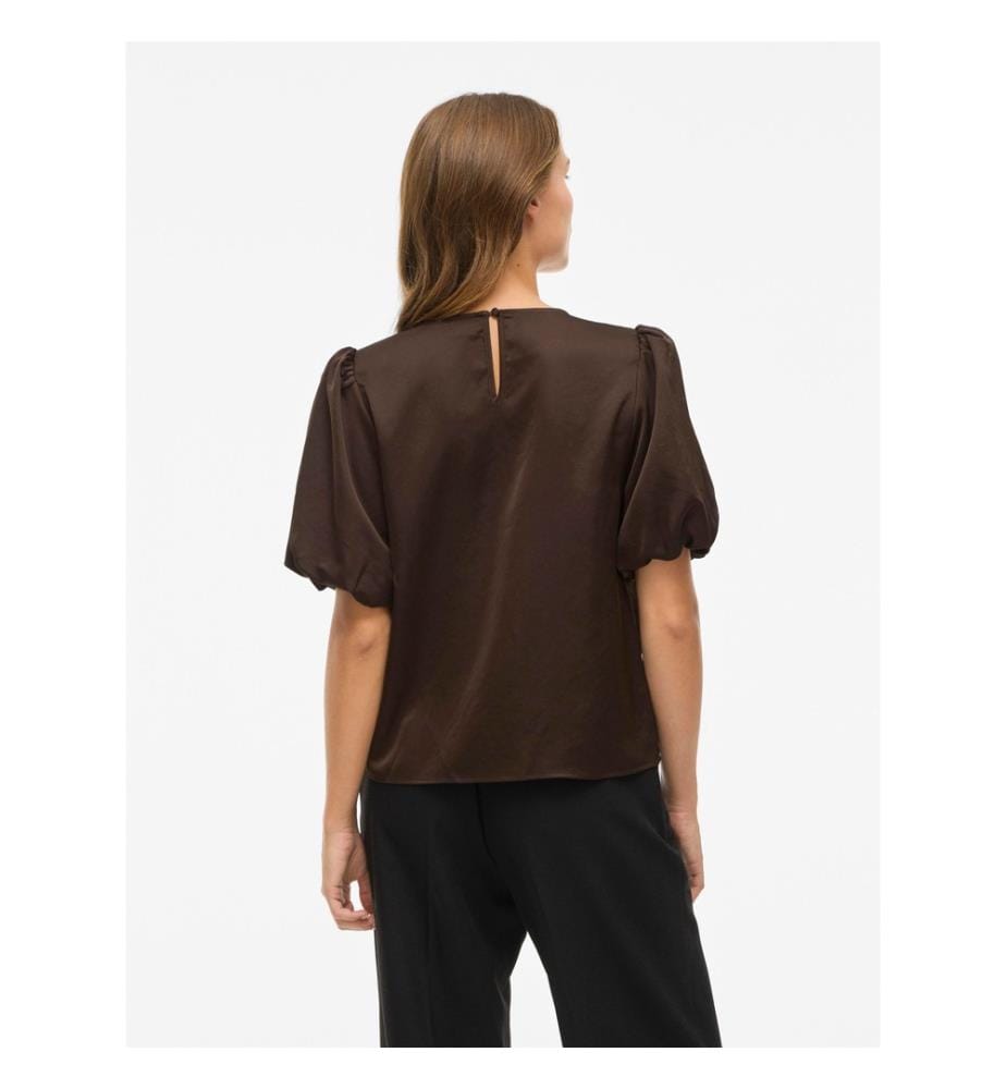 Viellette 2/4 Satin Puff Top - Chicco di caffè