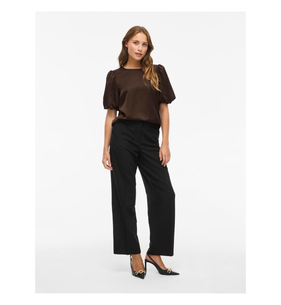 Viellette 2/4 Satin Puff Top - Chicco di caffè