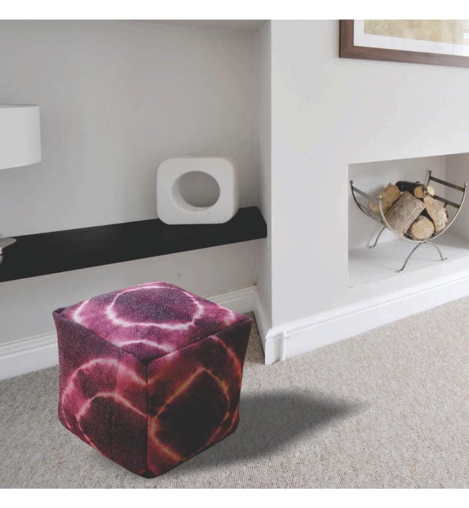 Cubo Lila Baumwolle Pouf 40x40x40 cm - Lila und Weiss