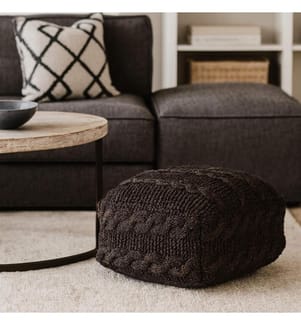 Oslo Braun Wolle Pouf 55x55x35 cm - Braun