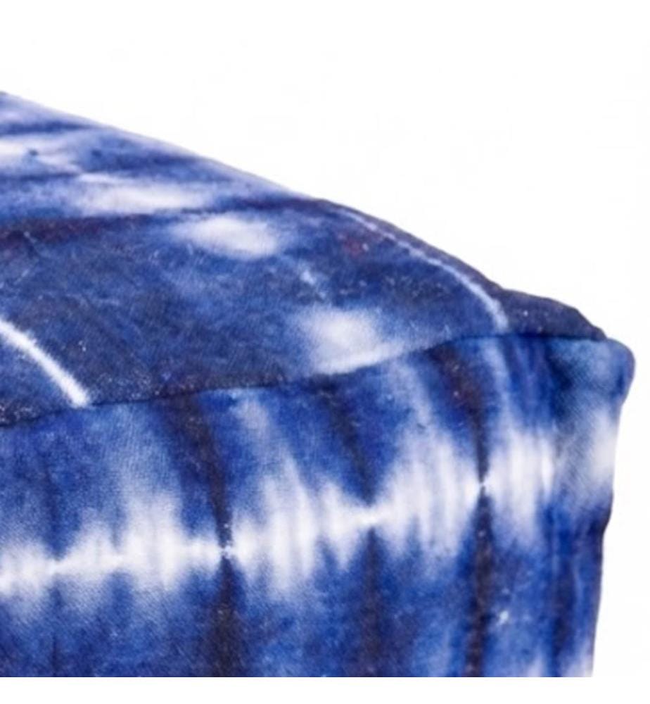 Ronaldo Indigo Baumwolle Pouf 55x55x35 cm - Indigo und Weiss