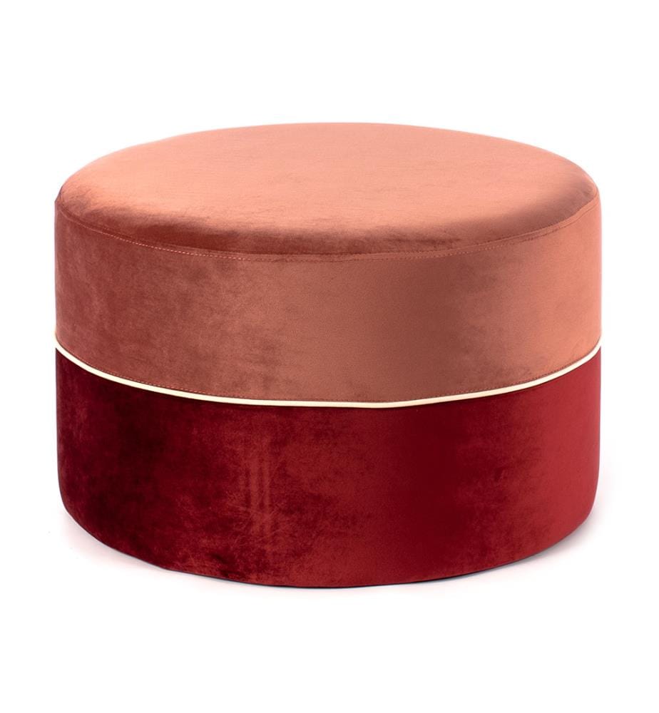Olivia Big Velvet Pouf 62x39 cm - Rosa und Bordeaux
