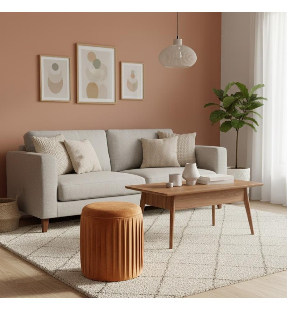Cora Samt Pouf 35x40 cm - Orange