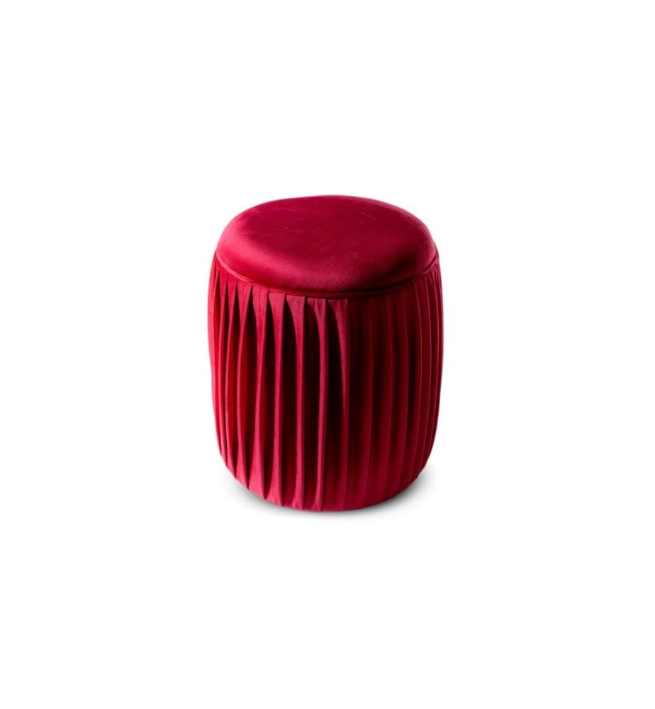 Cora Samt Pouf 35x40 cm - Fuxia