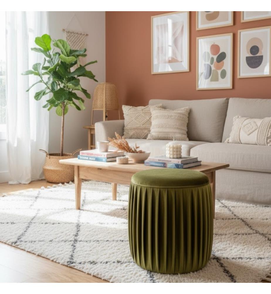 Cora Samt Pouf 35x40 cm - Grün