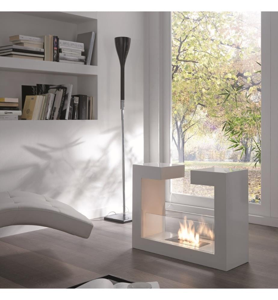 Tete A Tete Bioethanol-Kamin 78x25x58 cm - Weiss und Chrom