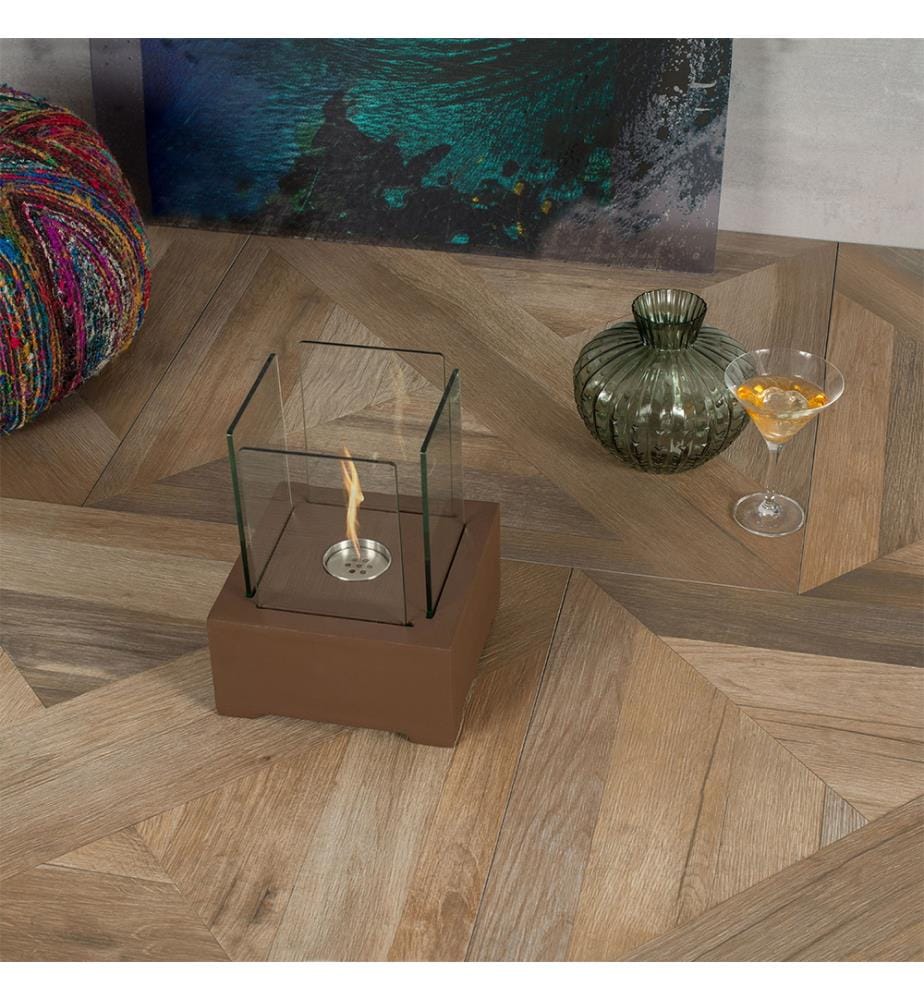 Alphaville Bioethanol-Kamin 22x22x29 cm - Braun und Chrom