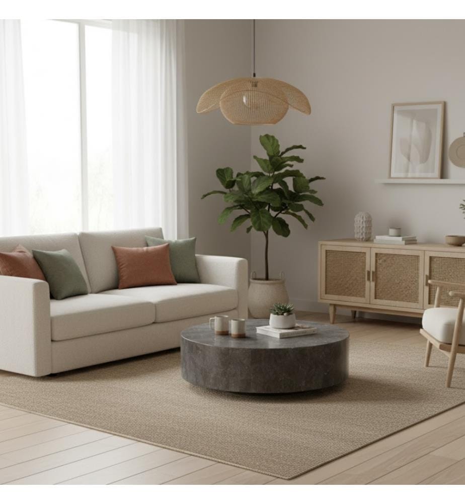 Runder Couchtisch aus Fossilstein 85x85x28 cm