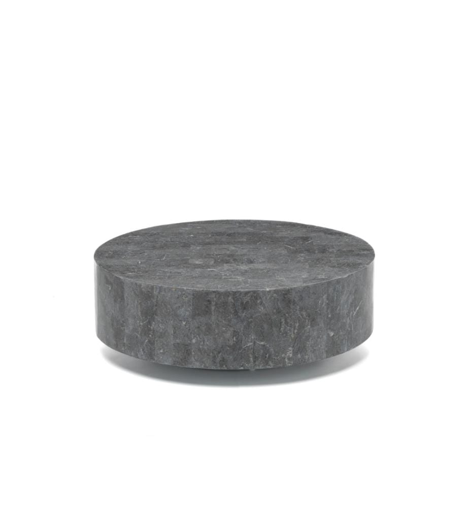 Runder Couchtisch aus Fossilstein 85x85x28 cm