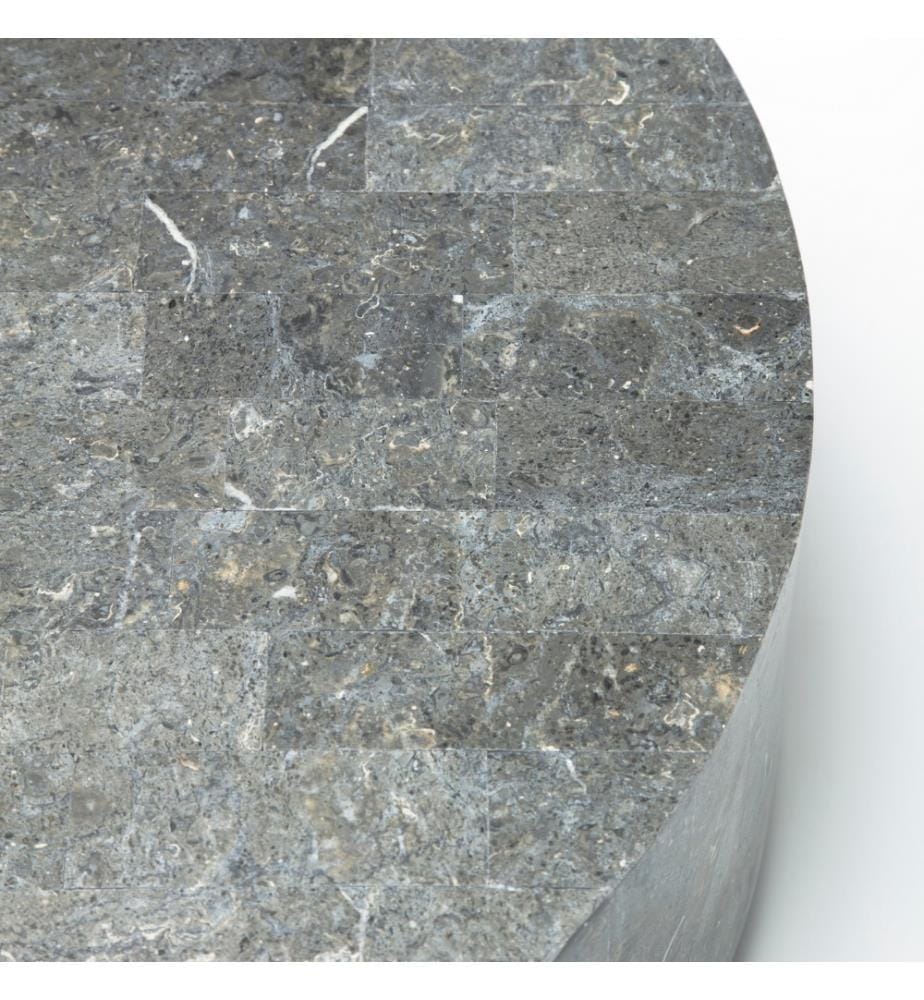 Runder Couchtisch aus Fossilstein 85x85x28 cm