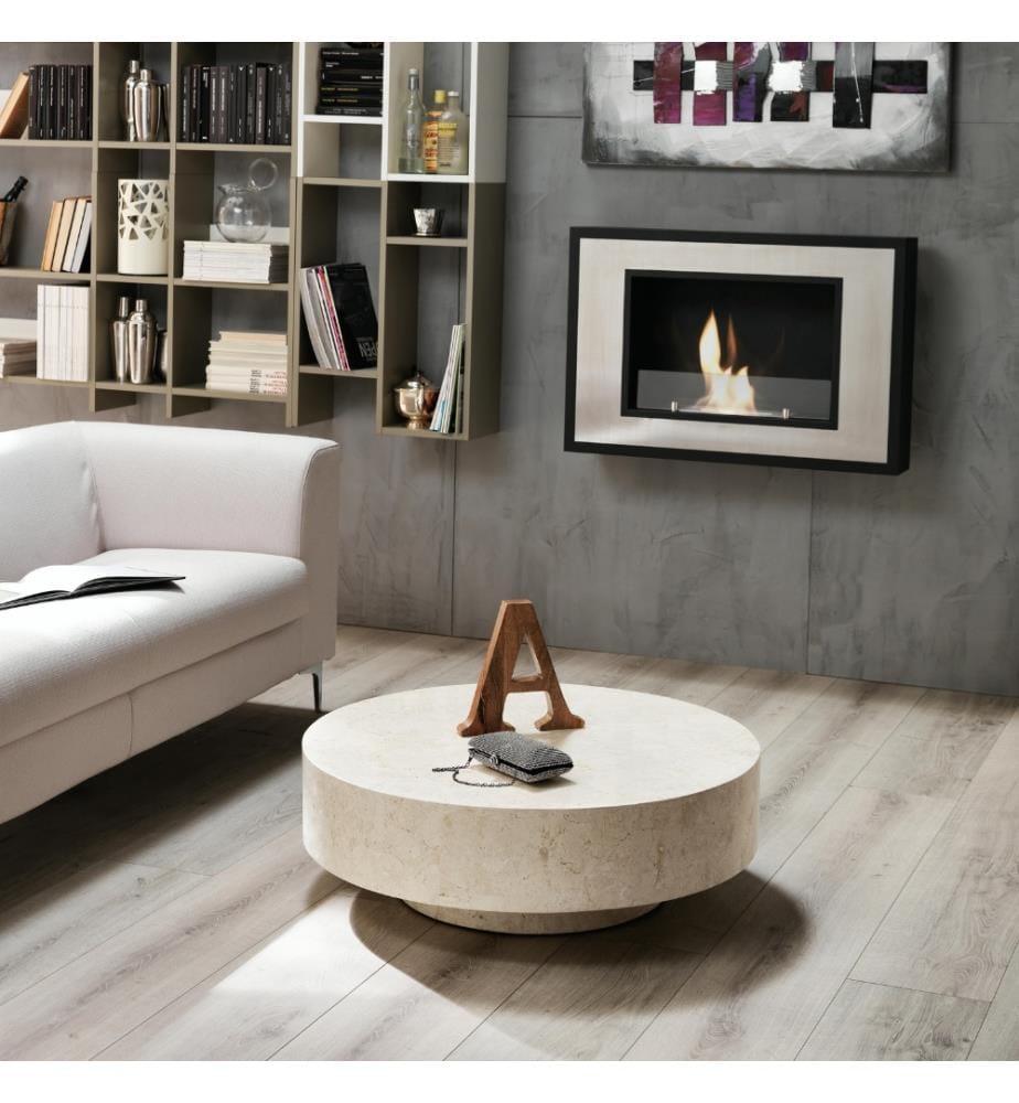 Runder Couchtisch aus Fossilstein 85x85x28 cm