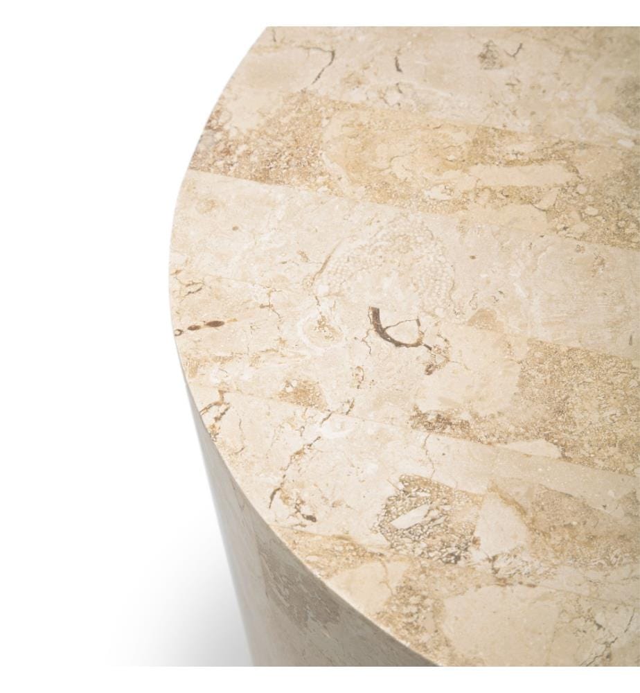 Runder Couchtisch aus Fossilstein 85x85x28 cm