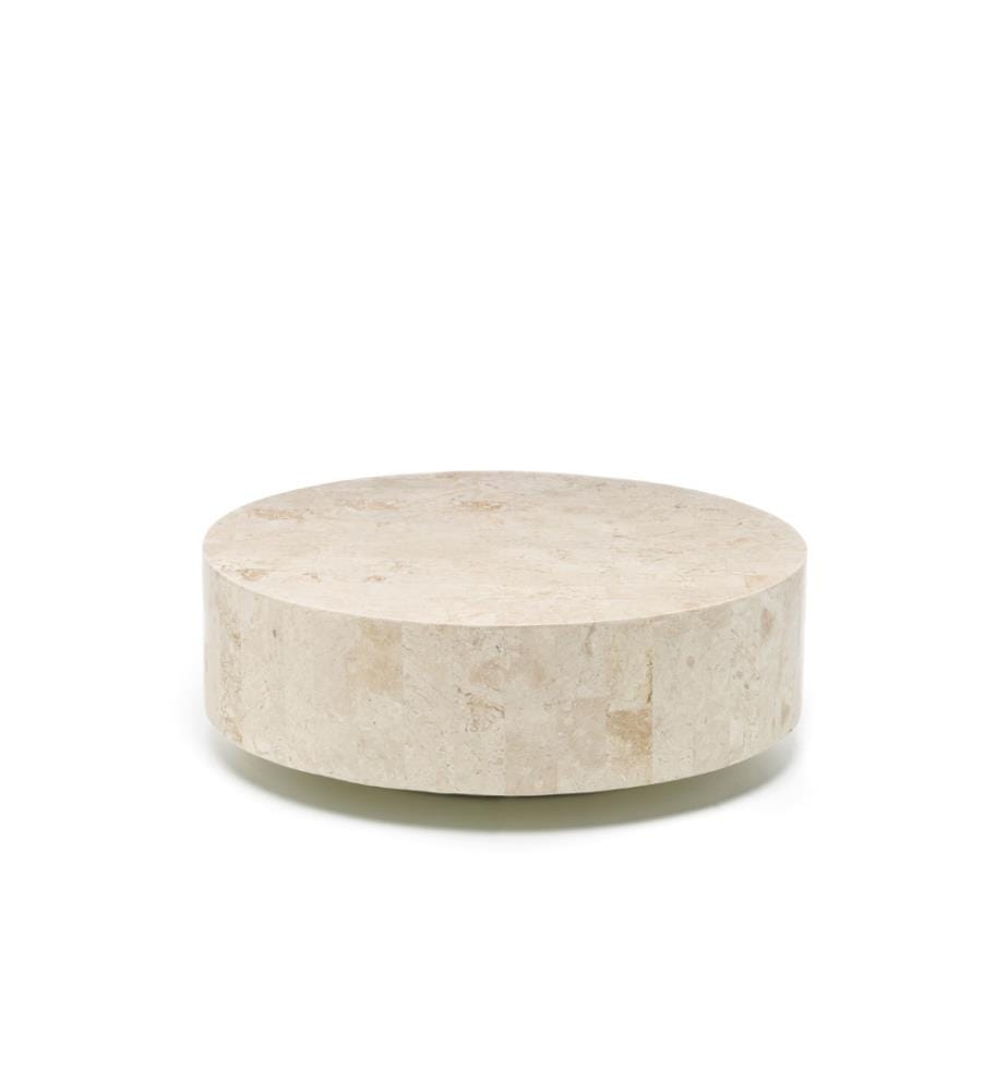Runder Couchtisch aus Fossilstein 85x85x28 cm