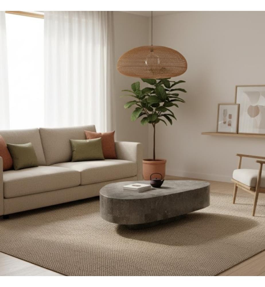 Trapezio Table basse en pierre fossile 100x52x28 cm