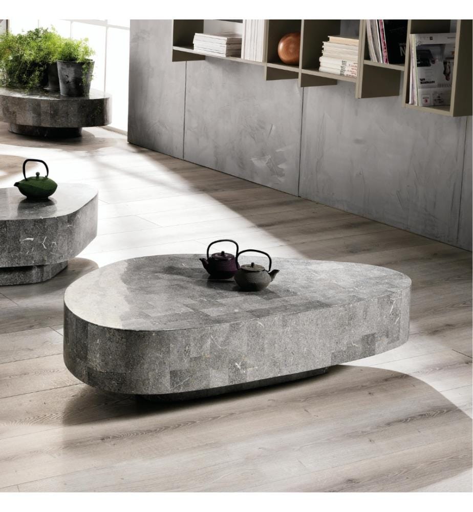 Trapezio Table basse en pierre fossile 100x52x28 cm