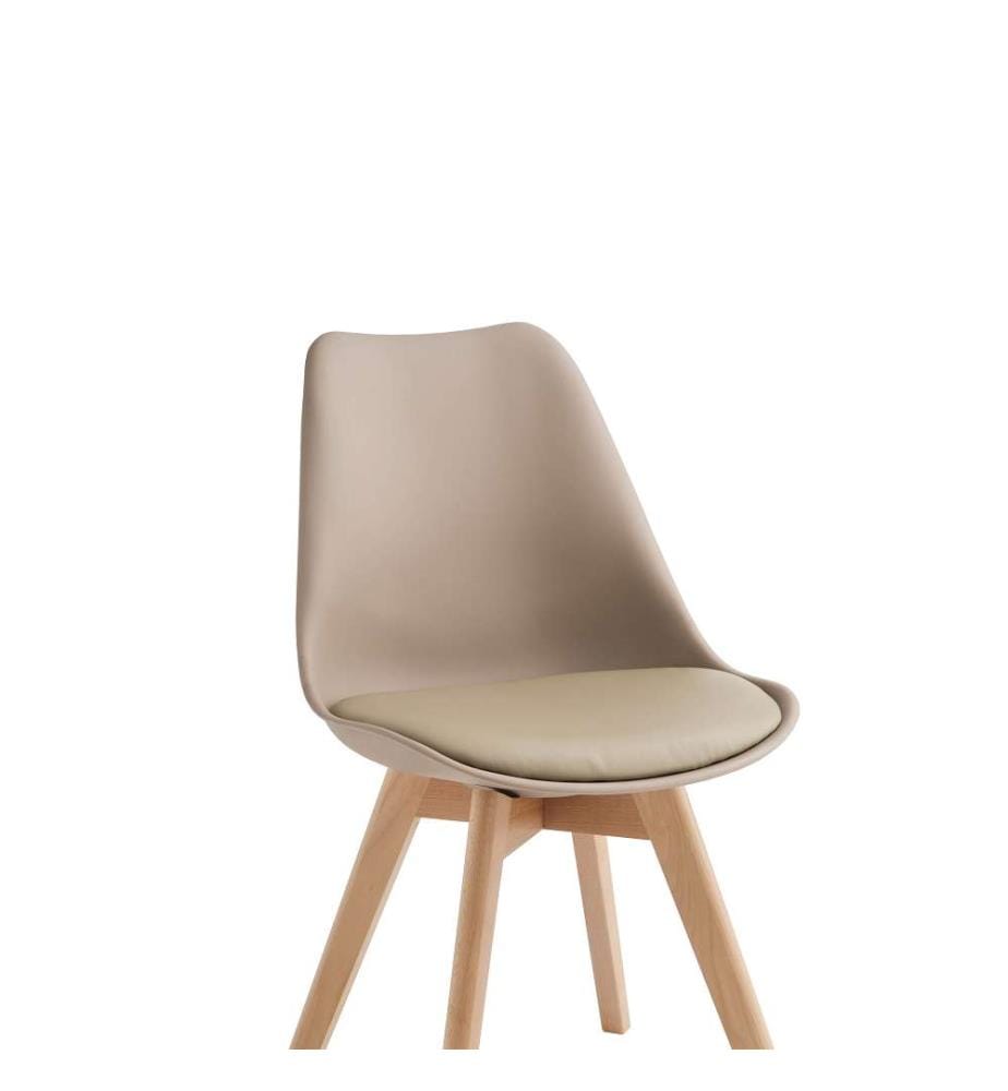4er-Set Carlotta Stühle aus Polypropylen 52x48,5x82 cm - Grau und Braun