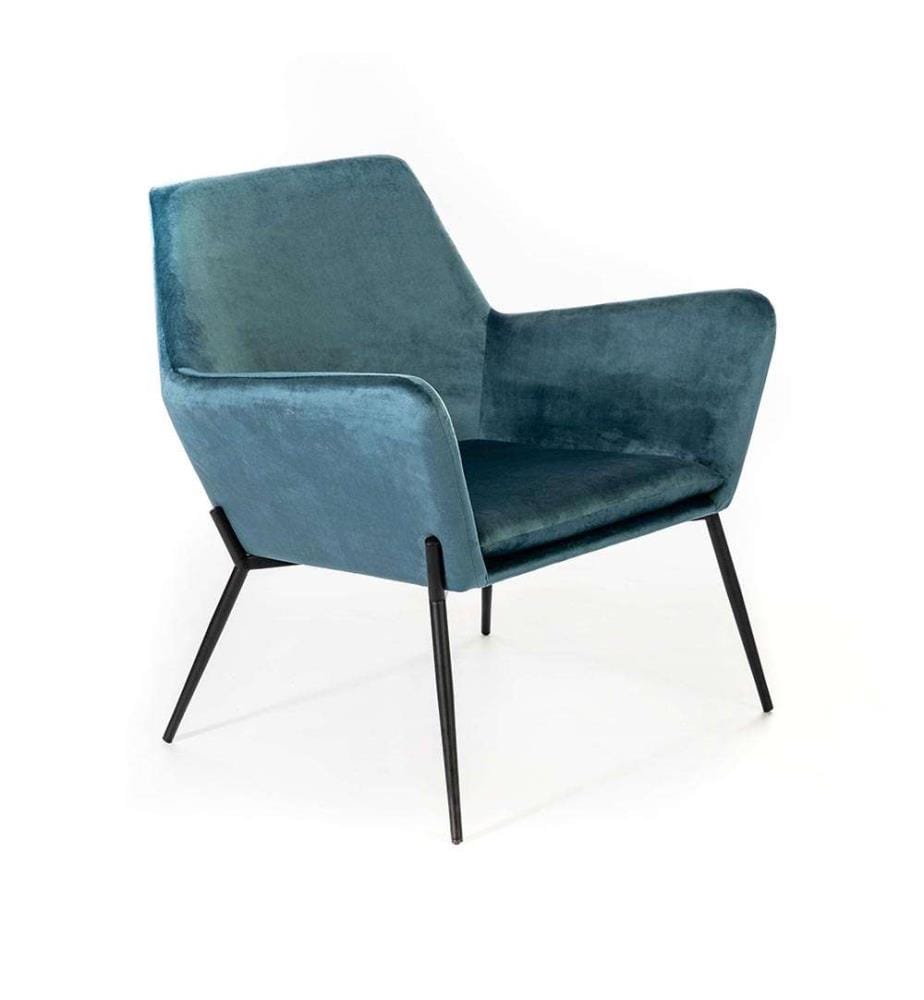 Gin Samt Sessel 54x71x70 cm - Blau und Schwarz