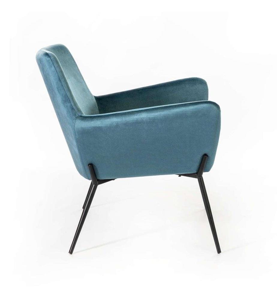 Gin Samt Sessel 54x71x70 cm - Blau und Schwarz