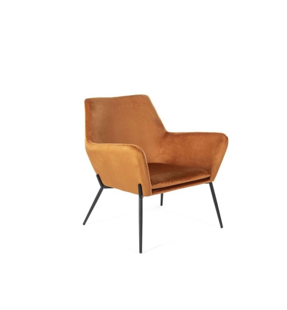 Gin Samt Sessel 54x71x70 cm - Karamell und Schwarz
