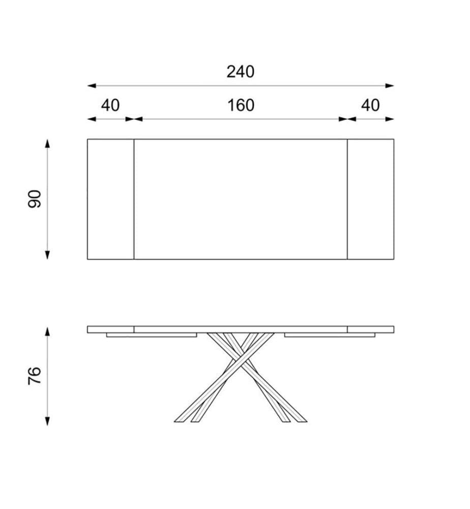 Spike Ausziehbarer Tisch 160/240x90 cm - Braun und Schwarz