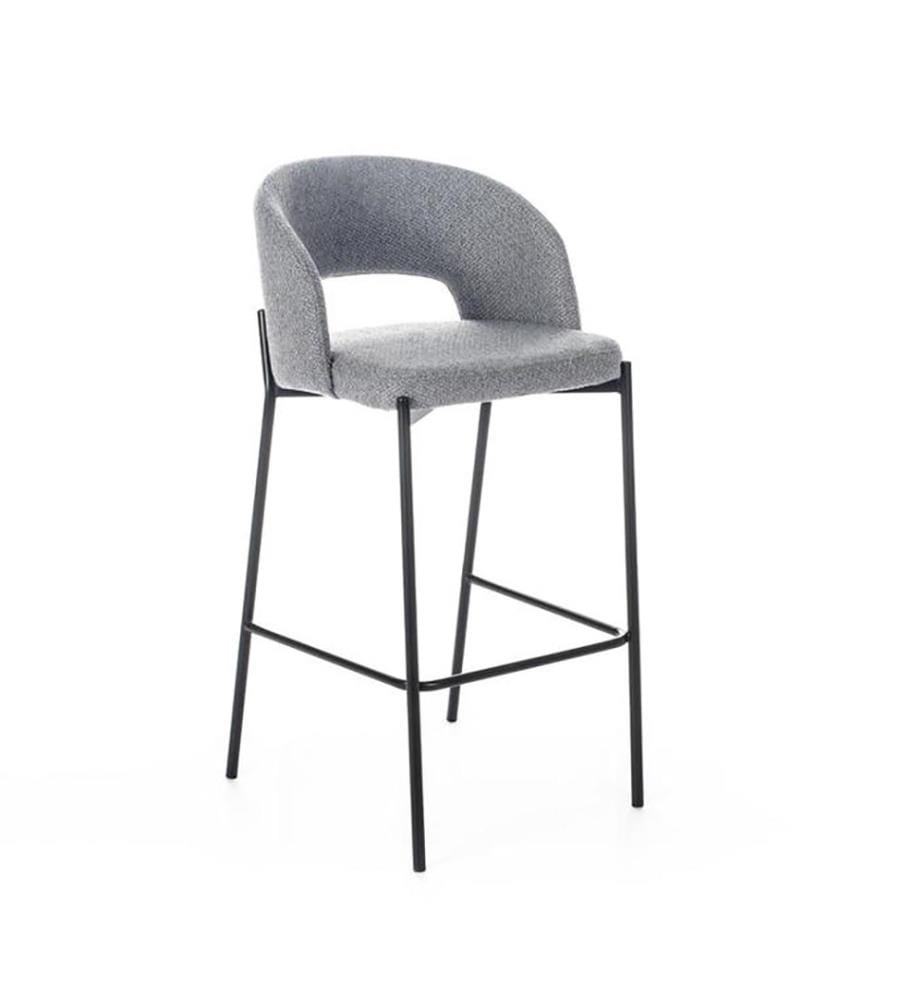 2er-Set Greta Stoffhocker 52x50x89 cm - Hellgrau und Schwarz