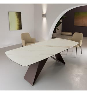 Thanos Festtisch 220x110 cm - Calacatta und Braun