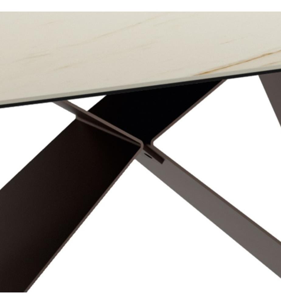 Thanos Festtisch 220x110 cm - Calacatta und Braun
